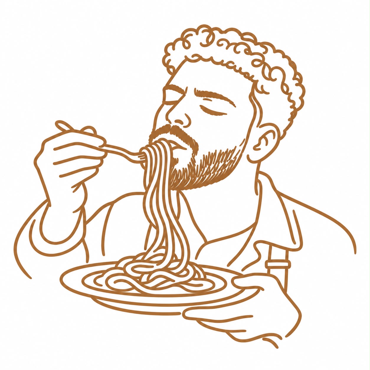 رسمة شخص يستمتع بالباستا